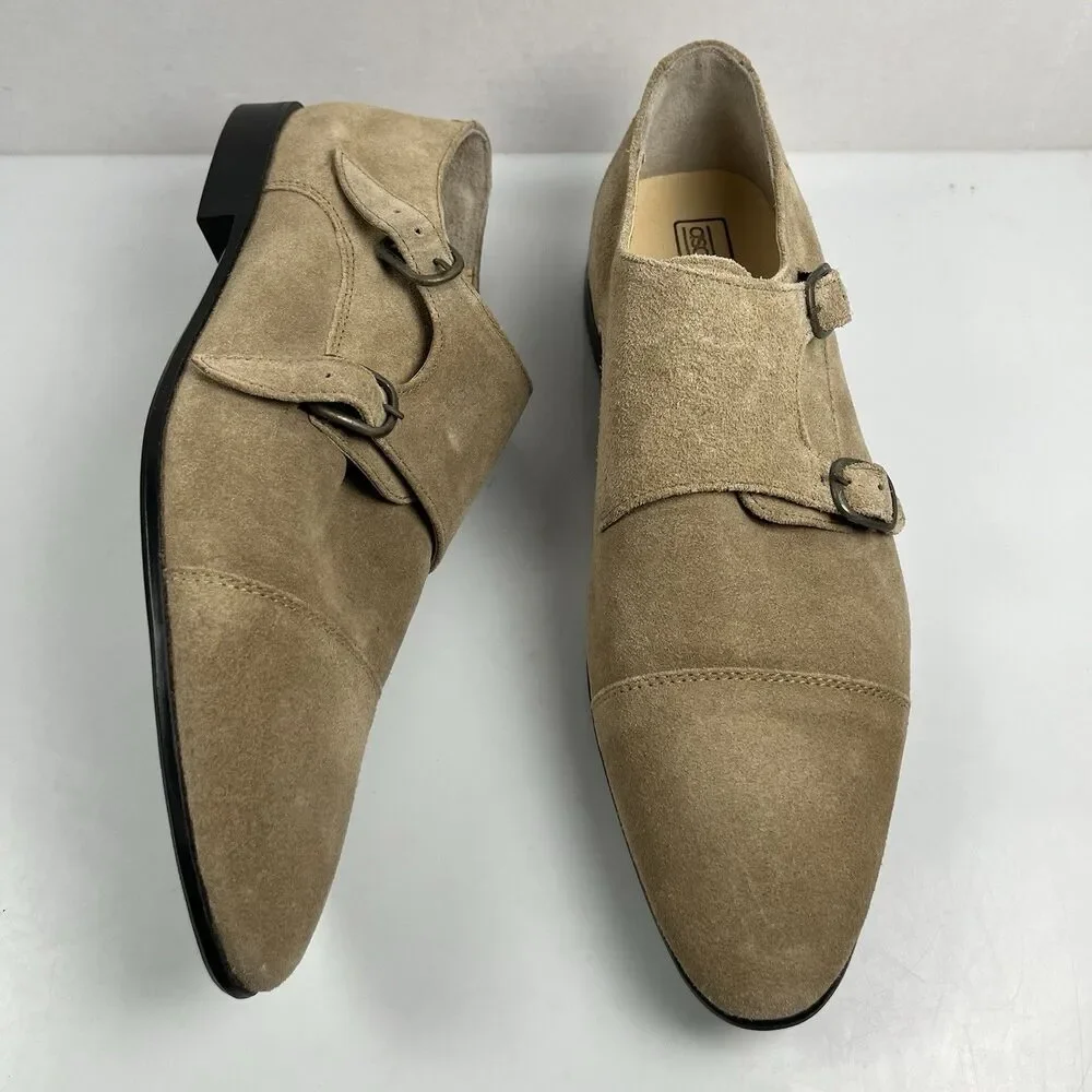 ASOS Tan Suede Leather Double Monkstrap Loafers Slip On Shoes Mens US Size 11